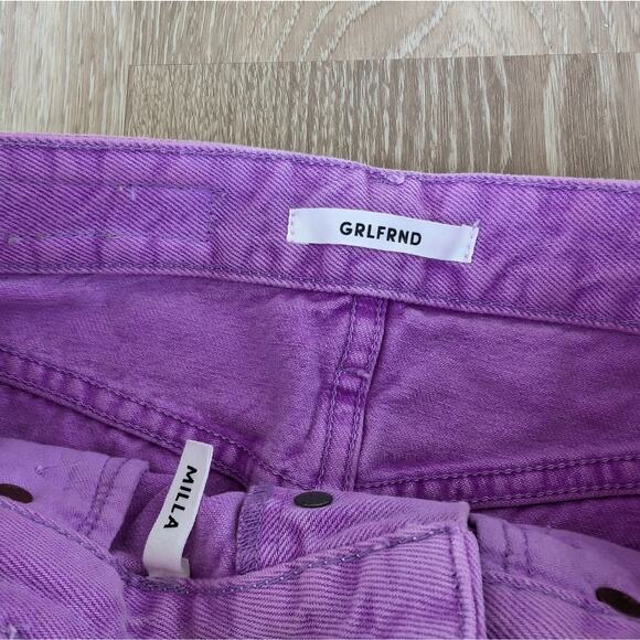 Grlfrnd Milla 100% Cotton Denim Mini Skirt in Electric Purple, size 25 - Picture 5 of 9